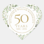 ソフトウォーターカラーの葉 50周年記念 ハートシール (正面)
