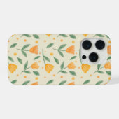 ソフトウォーターカラーオレンジの野の花シームレスパターン iPhoneケース (裏面横)