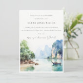 ソフトウォーターカラーコースタルタイシースケープ誕生日 招待状 (スタンド正面)