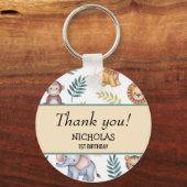 ソフトウォーターカラーサファリジャングルアニマルトロピカルアート キーホルダー (正面)