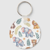 ソフトウォーターカラーサファリジャングルアニマルトロピカルアート キーホルダー (裏面)