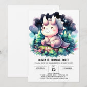 ソフトウォーターカラーディノ誕生祝い 招待状 (正面/裏面)