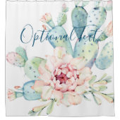 ソフトウォーターカラーパステルブルーミングサボテン  シャワーカーテン (正面)