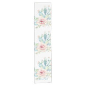 ソフトウォーターカラーパステルブルーミングサボテン ショートテーブルランナー (正面)