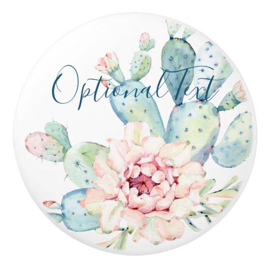 ソフトウォーターカラーパステルブルーミングサボテン  セラミックノブ (正面)