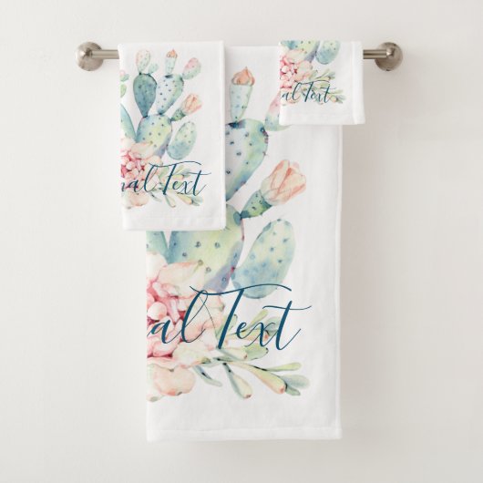 ソフトウォーターカラーパステルブルーミングサボテン バスタオルセット (インサイチュ)