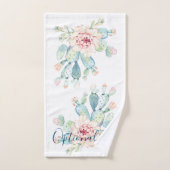 ソフトウォーターカラーパステルブルーミングサボテン バスタオルセット (ハンドタオル)