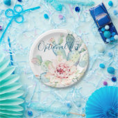 ソフトウォーターカラーパステルブルーミングサボテン  ペーパープレート (パーティー)