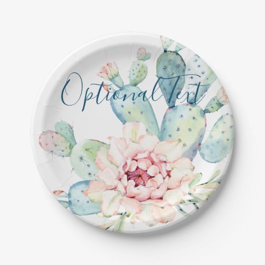 ソフトウォーターカラーパステルブルーミングサボテン  ペーパープレート (正面)