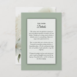 ソフトウォーターカラーフローラセージ結婚グリーン エンクロージャーカード