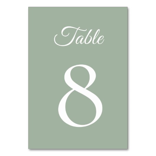 ソフトウォーターカラーフローラセージ結婚グリーン テーブルナンバー (正面)