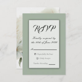 ソフトウォーターカラーフローラセージ結婚グリーン 出欠カード