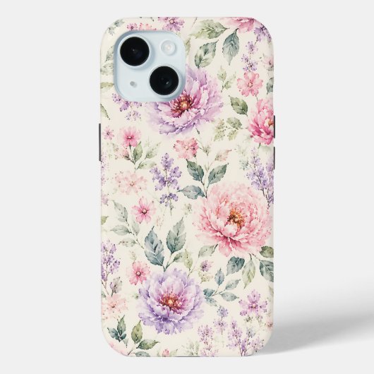 ソフトウォーターカラーペオニーフローラル Case-Mate iPhoneケース (裏面)