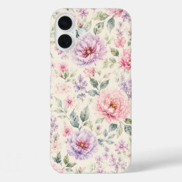 ソフトウォーターカラーペオニーフローラル iPhone 16 PLUSケース