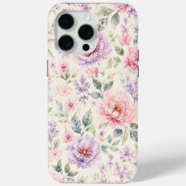 ソフトウォーターカラーペオニーフローラル iPhone 15 PRO MAXケース