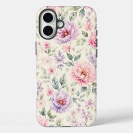 ソフトウォーターカラーペオニーフローラル iPhone 16 PLUSケース