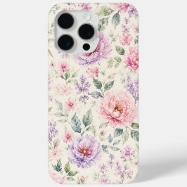 ソフトウォーターカラーペオニーフローラル iPhone 15 PRO MAXケース