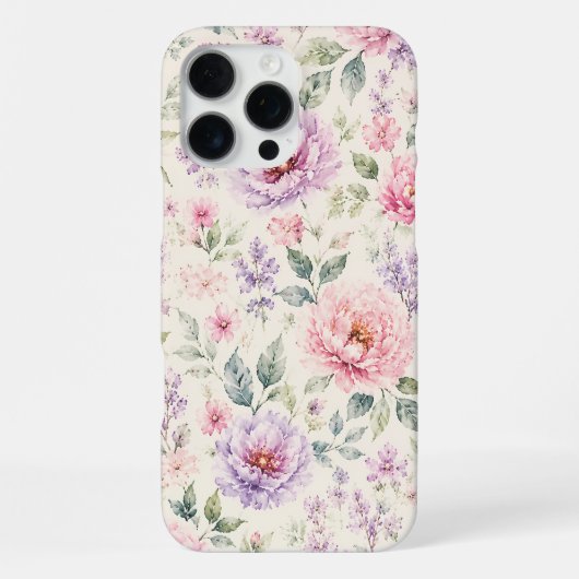 ソフトウォーターカラーペオニーフローラル iPhoneケース (裏面)