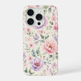 ソフトウォーターカラーペオニーフローラル iPhone 15 PROケース