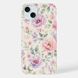 ソフトウォーターカラーペオニーフローラル iPhone 15 PLUSケース