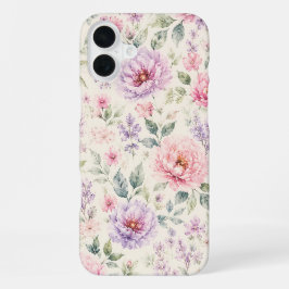 ソフトウォーターカラーペオニーフローラル iPhone 16 PLUSケース