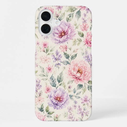 ソフトウォーターカラーペオニーフローラル iPhoneケース (裏面)