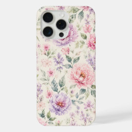 ソフトウォーターカラーペオニーフローラル iPhone 15 PRO MAXケース