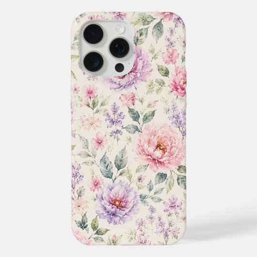 ソフトウォーターカラーペオニーフローラル iPhoneケース (裏面)