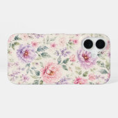 ソフトウォーターカラーペオニーフローラル iPhone 16ケース (裏面横)
