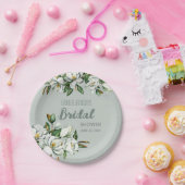 ソフトウォーターカラーマグノリアグリーナリーウェディングシャワー ペーパープレート (パーティー)