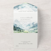 ソフトウォーターカラー雪山風景結婚ズ オールインワン招待状 (外側)