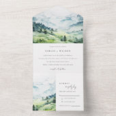 ソフトウォーターカラー雪山風景結婚ズ オールインワン招待状 (内側)