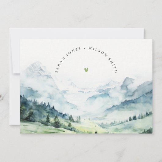 ソフトウォーターカラー雪山風景結婚ズ サンキューカード (裏面)