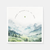 ソフトウォーターカラー雪山風景結婚ズ スタンダードカクテルナプキン (正面)