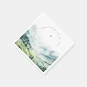 ソフトウォーターカラー雪山風景結婚ズ スタンダードカクテルナプキン (角)
