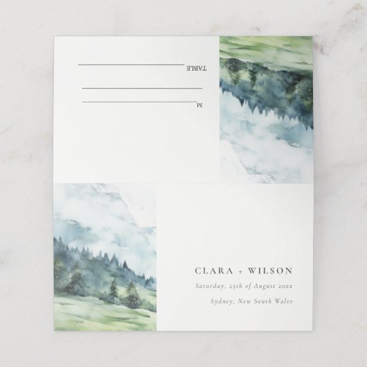 ソフトウォーターカラー雪山風景結婚ズ プレイスカード (外部開封)