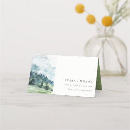 ソフトウォーターカラー雪山風景結婚ズ プレイスカード