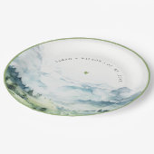 ソフトウォーターカラー雪山風景結婚ズ ペーパープレート (アングル)