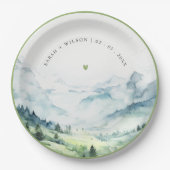 ソフトウォーターカラー雪山風景結婚ズ ペーパープレート (正面)