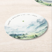 ソフトウォーターカラー雪山風景結婚ズ ラウンドペーパーコースター (アングル)