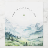 ソフトウォーターカラー雪山風景結婚ズ ワインラベル (シングルラベル)