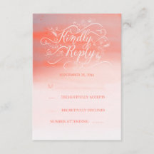 ソフトウォーターモダンカラーピンクウェディングRSVPカード