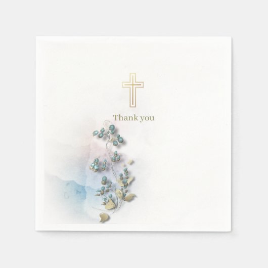 ソフトウォーター色とゴールデンクロス紙ナプキン スタンダードカクテルナプキン (正面)