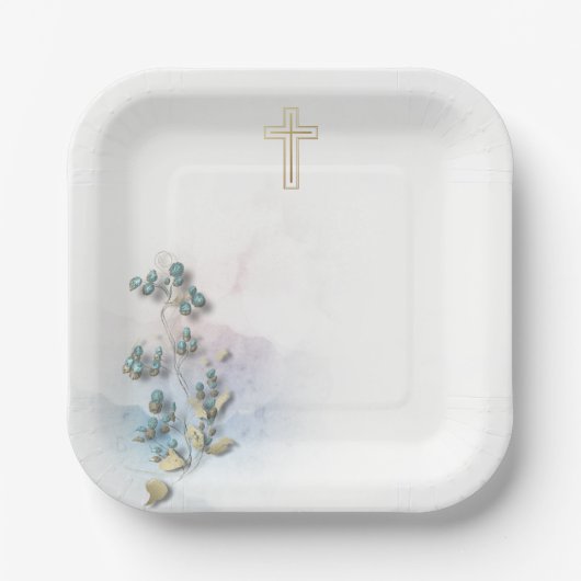 ソフトウォーター色とゴールデンクロス紙プレート ペーパープレート (正面)