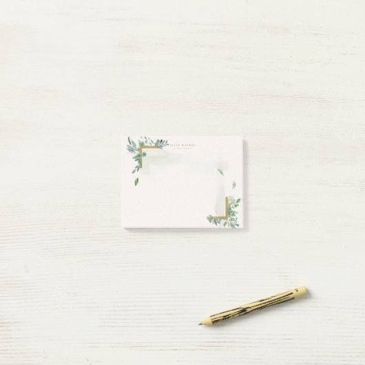 ソフトウォーター色の金ゴールド緑のモノグラムを投稿しない ポストイット (デスク上)