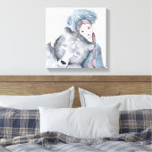 ソフトウォーター色の雪の女王とホッキョクグマ キャンバスプリント (インサイチュ (寝室))