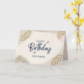 ソフトウォーター色スタイリッシュハッピーバースデー名前をカスタムする カード (黄色い花)
