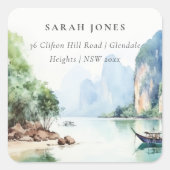 ソフトウォーター色タイ沿岸シースケープアドレス スクエアシール (正面)