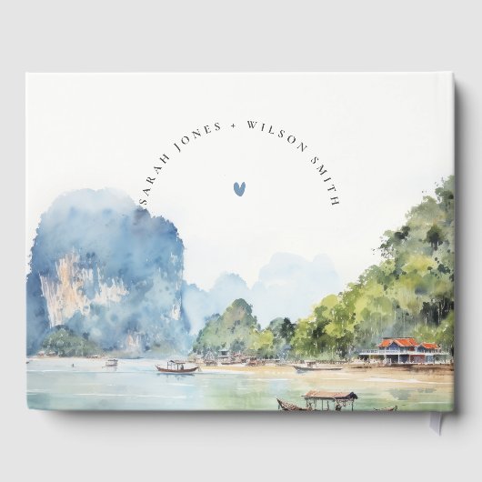 ソフトウォーター色タイ沿岸シースケープ結婚ス ゲストブック (裏面)