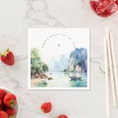 ソフトウォーター色タイ沿岸シースケープ結婚ス スタンダードカクテルナプキン (インサイチュ)